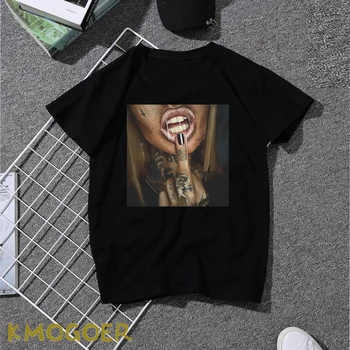 

Grunge Girl Portrait Print Cool Men T Shirt Streetwear Summer Short Sleeve Fashiopn Punk Tattoo Gothic Tshirts for Women Mens