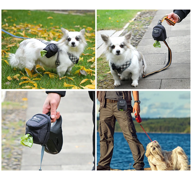 Dispensador de bolsas para excrementos de perro, soporte para bolsas de  excremento de perro para fijación de correa, bolsa con cremallera con clip  de