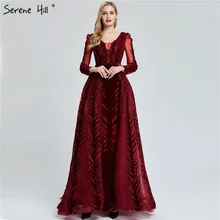 Роскошное платье с длинным рукавом для выпускного вечера новейший дизайн v-образным вырезом Бисероплетение платье для выпускного вечера с блестками Серен Хилл DLA60903