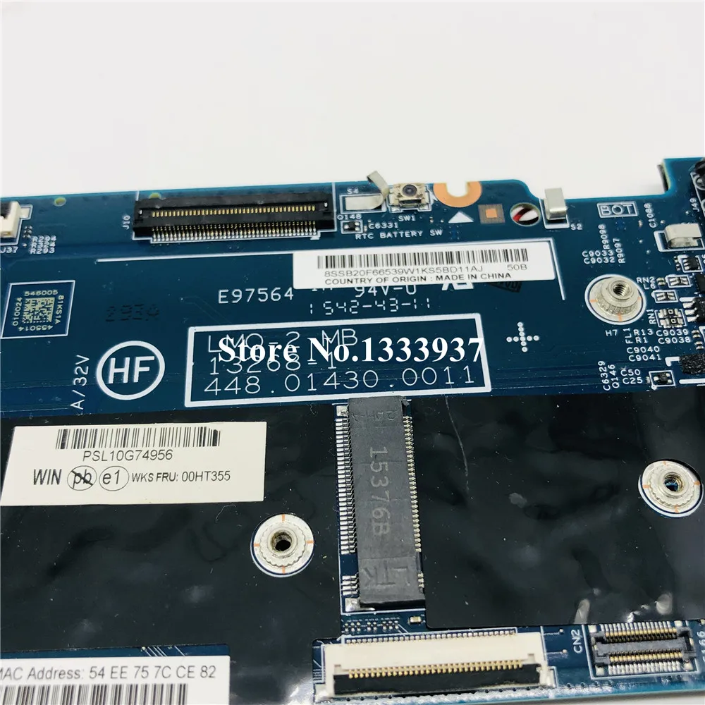 Greatest  00HT355 Mainboard For lenovo thinkpad X1C X1 Carbon laptop motherboard with I7-5500U CPU 13268-1 44