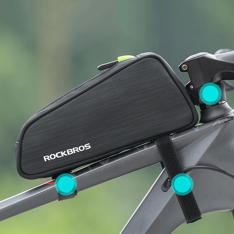 ROCKBROS Cycling Bike Bicycle Top Front Tube Bag Waterproof Frame Bag Big Capacity 1.1L MTB Bicycle Pannier Reflective bike bag,bicycle bag,bike accessory,bike storage box