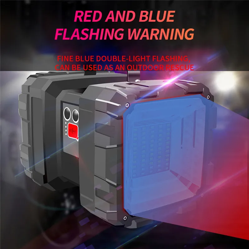 60W Outdoor Charging Portable Solar Work Light Wild Fishing Night Fishing Light Glare Searchlight 500 Meters Flashlight torch