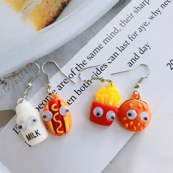 

Food Earrings for Women 2020 Creative Burger Fries Milk Bottle Earrings Female Fashion Korean Earrings Fun Girl Trendy Ear Clip