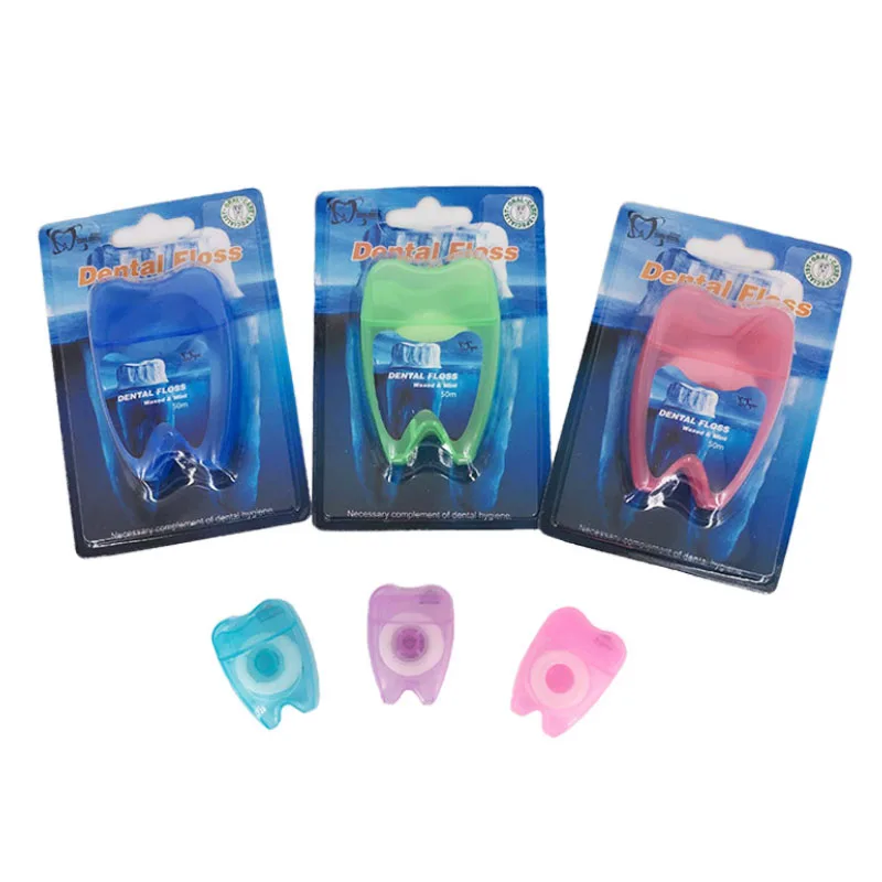 

5 Packs/set Large Tooth Shape Floss Flossing Mint Flavored Safe Flat Wire Length 50 Meters Boxed Dental Floss