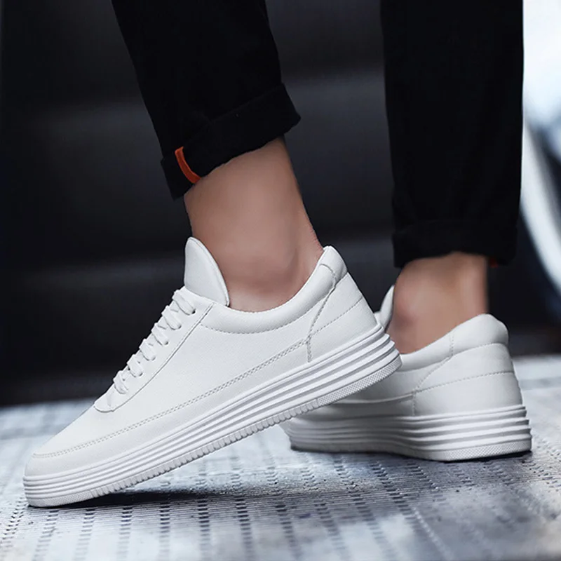 Mannen Sneakers Zachte Lederen Casual Schoenen Mode Heren Merk Sneakers Hoge  Kwaliteit Mannen Witte Schoenen Zwart A015| | - AliExpress