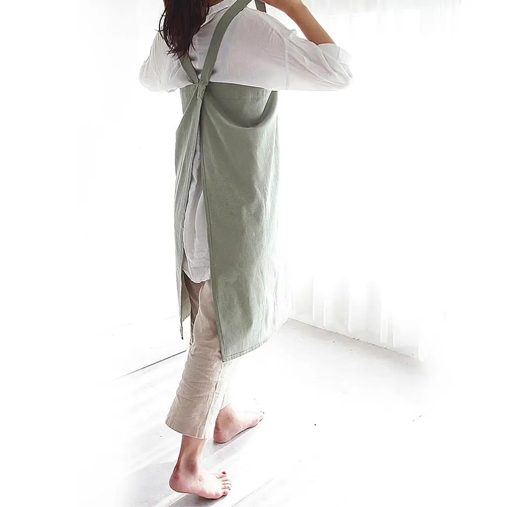 Cooking Apron Nordic Japanese Style Simple Korean Cotton Line Work Apron Kitchen Flower Shop Anti-dirty Aprons for Women Lady