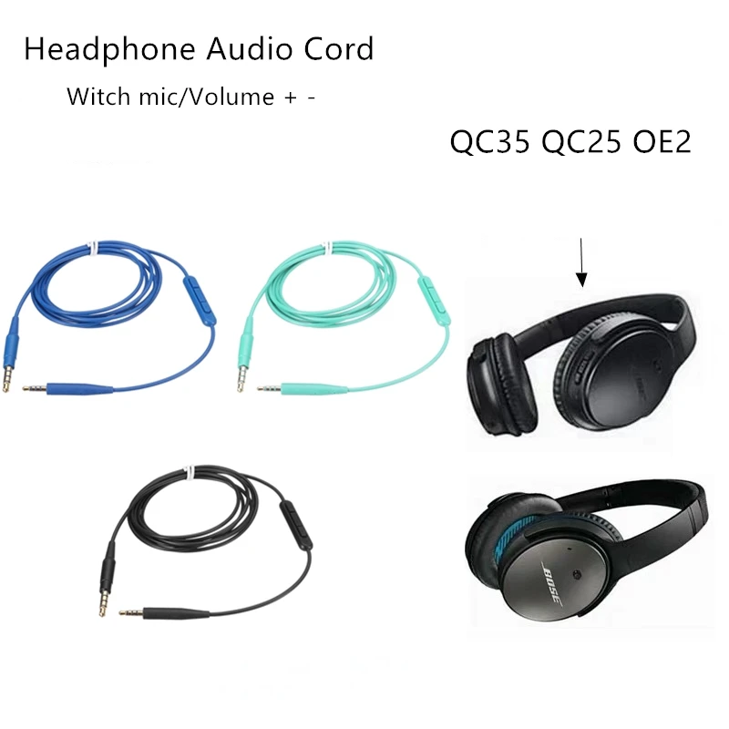 Микрофонный кабель для наушников, аудиокабель для QC35, QC25, OE2, soundtrue Soundlink, гарнитура, 3,5-2,5 пар звукозаписывающих кабелей, 140 см