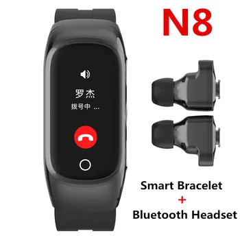

N8 Smartwatch Bluetooth Headset Two in one Headphone Heart Rate Blood Pressure Blood oxygen Monitoring Health Sportband M1 Music