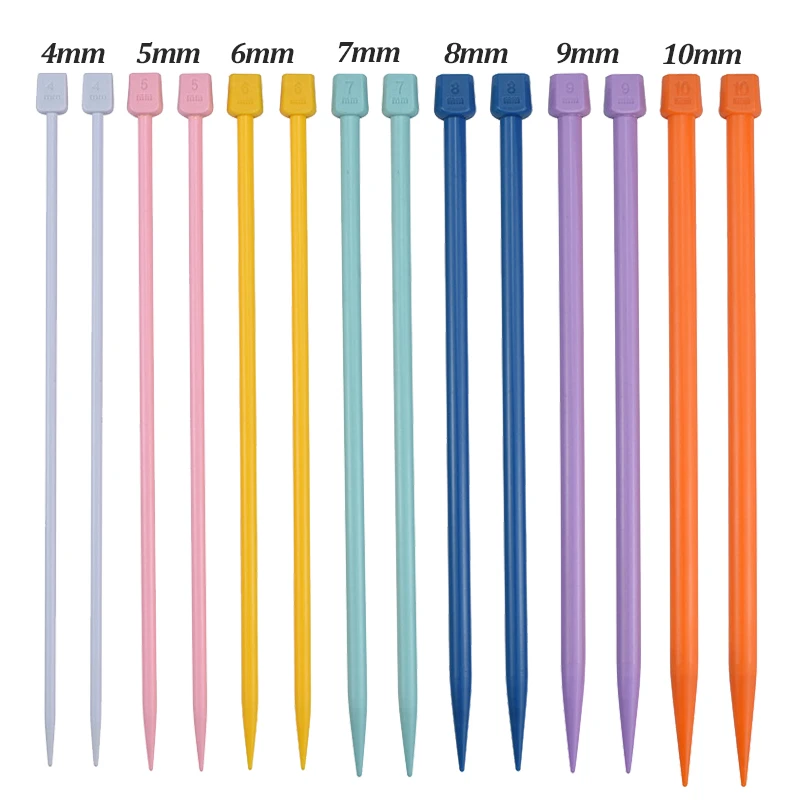 7 Pairs 4.0mm-10.0mm Knitting Needles Plastic 25cm Single Pointed Yarn Weave Knitting Needles Hook DIY Knitted Tool for Scarf