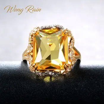 

Wong Rain Vintage 100% 925 Sterling Silver Citrine Gemstone Engagement Wedding Cocktail Yellow Gold Rings Fine Jewelry Wholesale