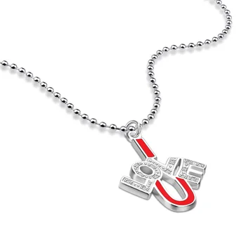 

925 Sterling Silver fashion romantic LOVE Necklace For Women Summer Fashion Jewelry Charm Lady Sterling silver Jewelry