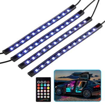 

NEW Car LED Strip Lights USB Bluetooth Atmosphere Light LED Car Welcome Light Multi-Color Music Car Strip Light Colorful Lights
