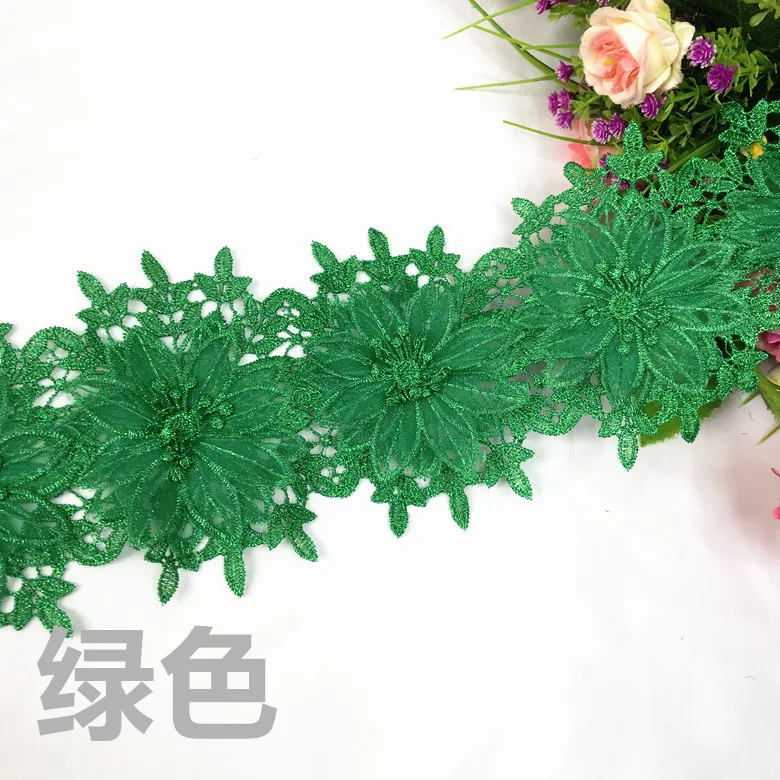 0,5 Ярд/лот DIY Марля с двусторонней вышивкой 3D цветок кружевная отделка кружевной ткани 12 см в ширину аксессуары для одежды SC061