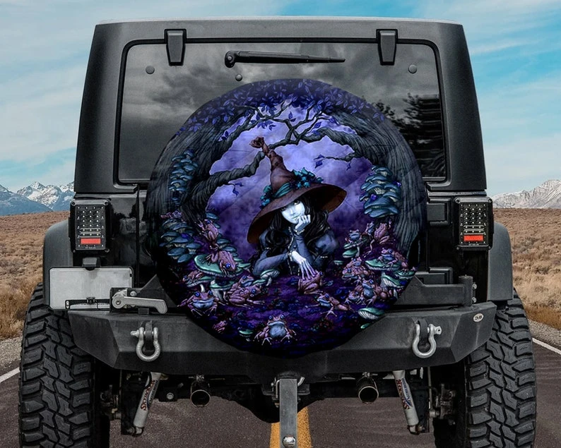 best car sun shade Tree Of Life & Wicca Spare Tire Cover, Halloween Pattern Jeep Spare Tire Cover, Halloween Gift, Backup Camera or Not, umbrella car shade