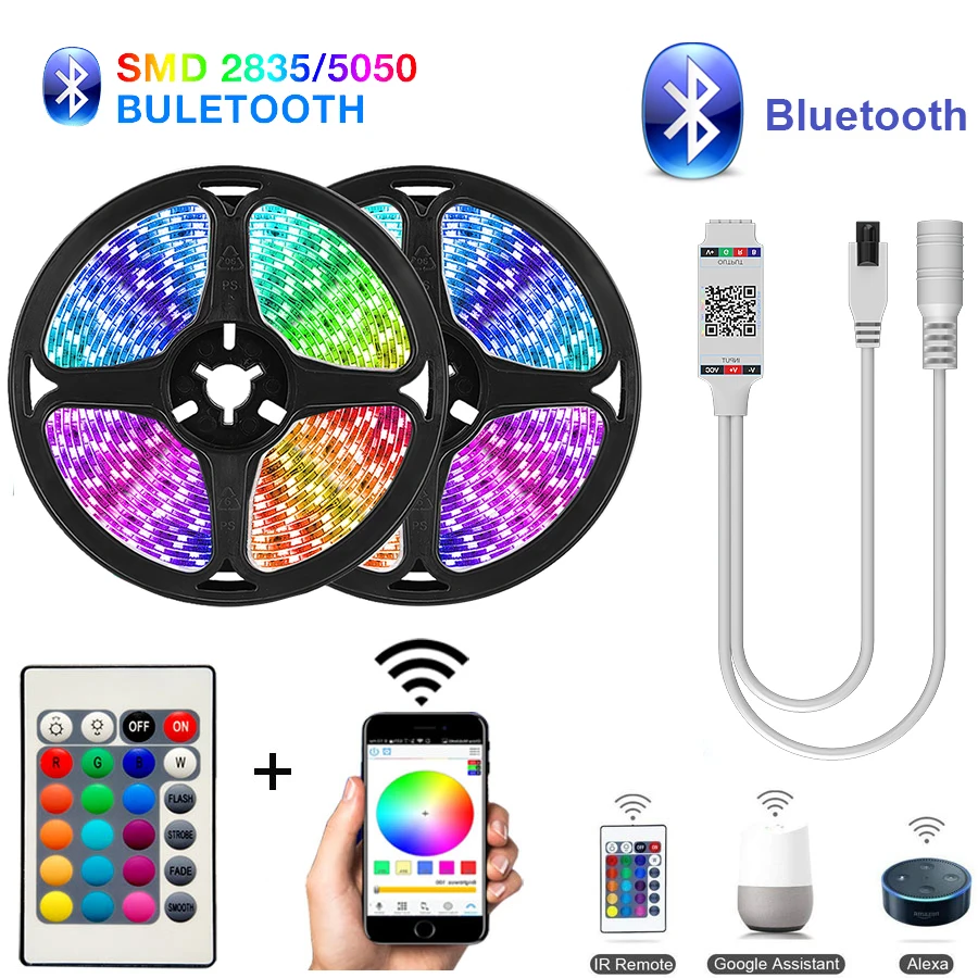Водонепроницаемая светодиодная ленсветильник 20 м 15 RGB Bluetooth 5050 SMD | Лампы и
