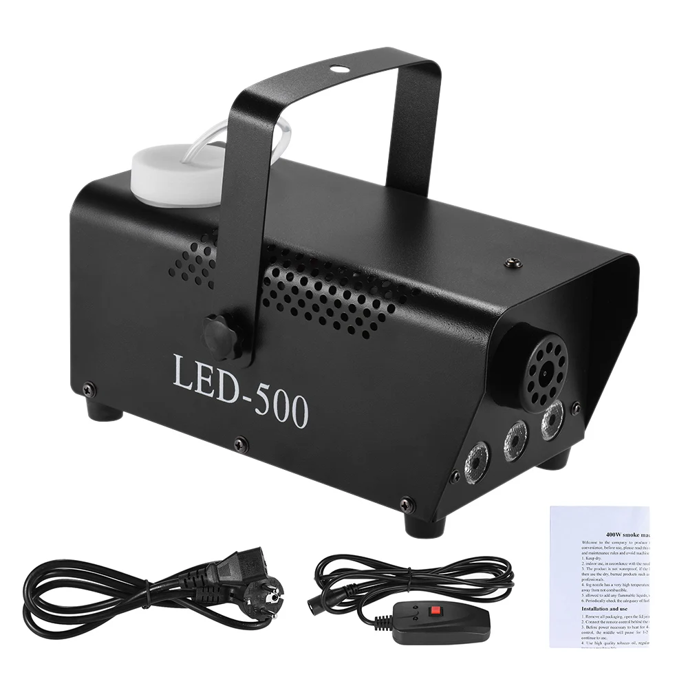 

400W Colorful Fogger Fog Smoke Machine with Jumping Change LED Color Lights(Red, Blue, Green) Wired Remote Contol for Party