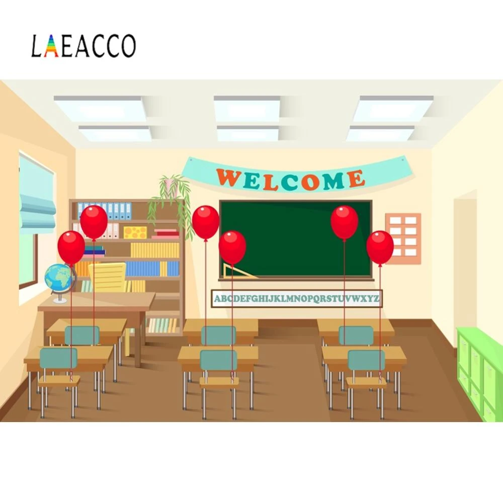 Photo Backgrounds Baby Cartoon Back To School Learning Classroom Study  Interior Photographic Backdrop Photocall Photo Studio - Backgrounds -  AliExpress