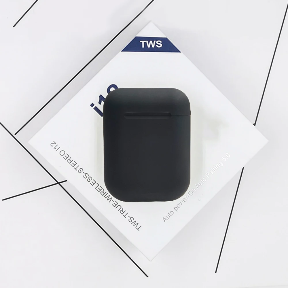 Оригинальные матовые наушники i12 tws, беспроводные наушники Bluetooth 5,0, сенсорная спортивная Гарнитура, стерео бизнес наушники для всех смартфонов - Цвет: i12 E Black