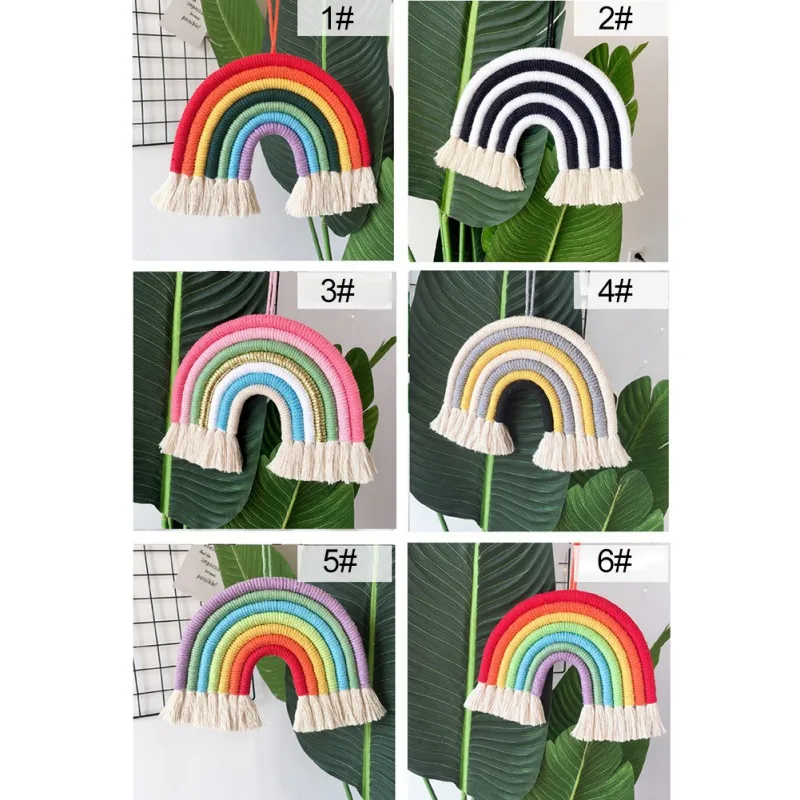 Wall Hanging Ornament Hand-Woven Rainbow Ornaments Wall Hanging Art Home Decoration For Kids Room Decoration