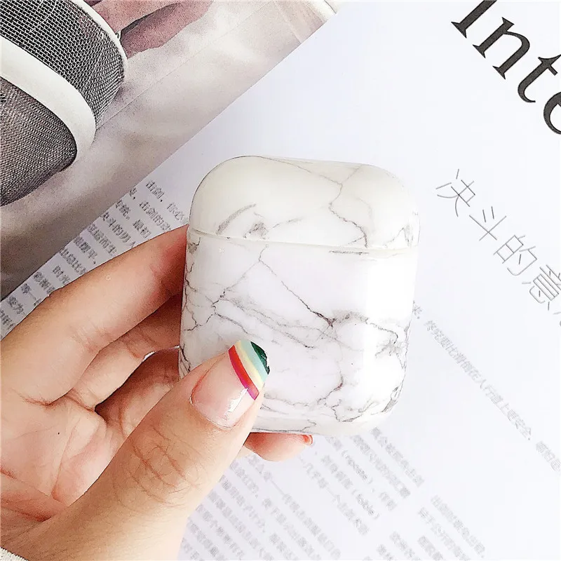 Чехол для оригинала Apple Airpods, чехол, мраморный, милый, чехол для Apple Airpods 2, 1, чехол, аксессуары, наушники Air Pods, чехол, коробка