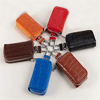 

Men Key Wallets Leather Keychain Car key holder Case Men Genuine Leather Zipper Housekeeper Holders Car Keychain Key Holder Bag