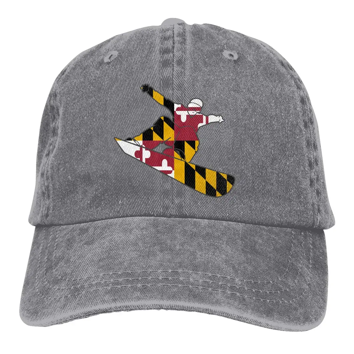 Мужская и женская Регулируемая ВИНТАЖНАЯ ДЖИНСОВАЯ бейсболка для сноуборда флаг Мэриленда простая Кепка