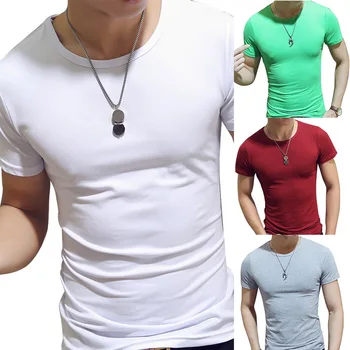

2020 Running T-Shirts Men Quick Dry Fitness Sports Bodybuilding Tee Simple Solid o-neck Sporting Tee Tops Shirts
