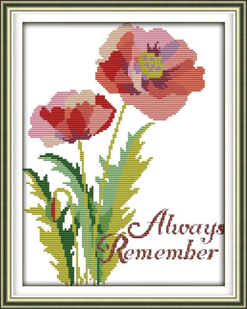 Poppy (9) Cross Stitch Kit Red Flowers Small Picture Aida 14st 11ct