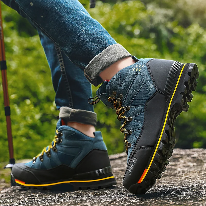 Professional Men Oudoor Hiking Shoes Watherproof Leather Shoes Mountain Climbing Boots Trekking Sport Sneakers Men Hunting Shoes