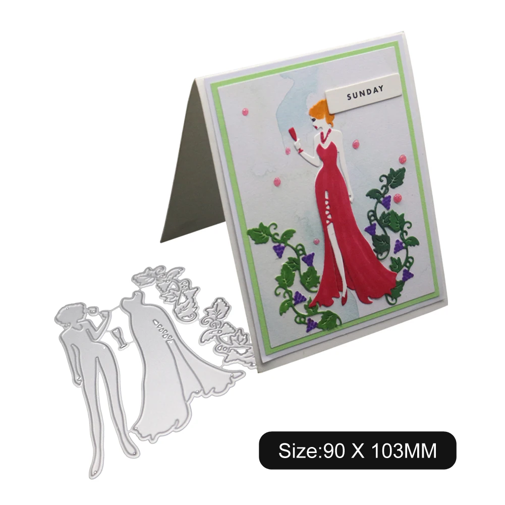 

Cocktail / Beautiful Girl Cutting Dies Greeting Cards Cover Background Metal Stencils For Cards Pape Christmas Sizzix Big Shots