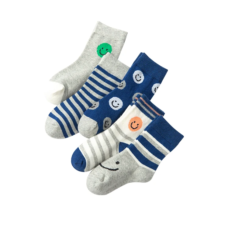 5 пар/лот, модные носки для мальчиков хлопковые осенне-зимние детские носки с динозаврами, плотные теплые мягкие эластичные детские носки для мальчиков, От 1 до 10 лет - Цвет: face