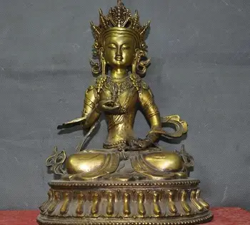 

11" Tibet Buddhism temple bronze gilt Vajrasattva Kwan-Yin Bodhisattva statue