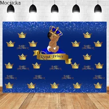 

Mocsicka Royal Prince Photography Background Golden Crown Decoration Studio Props Baby Shower Photo Backdrop Banner
