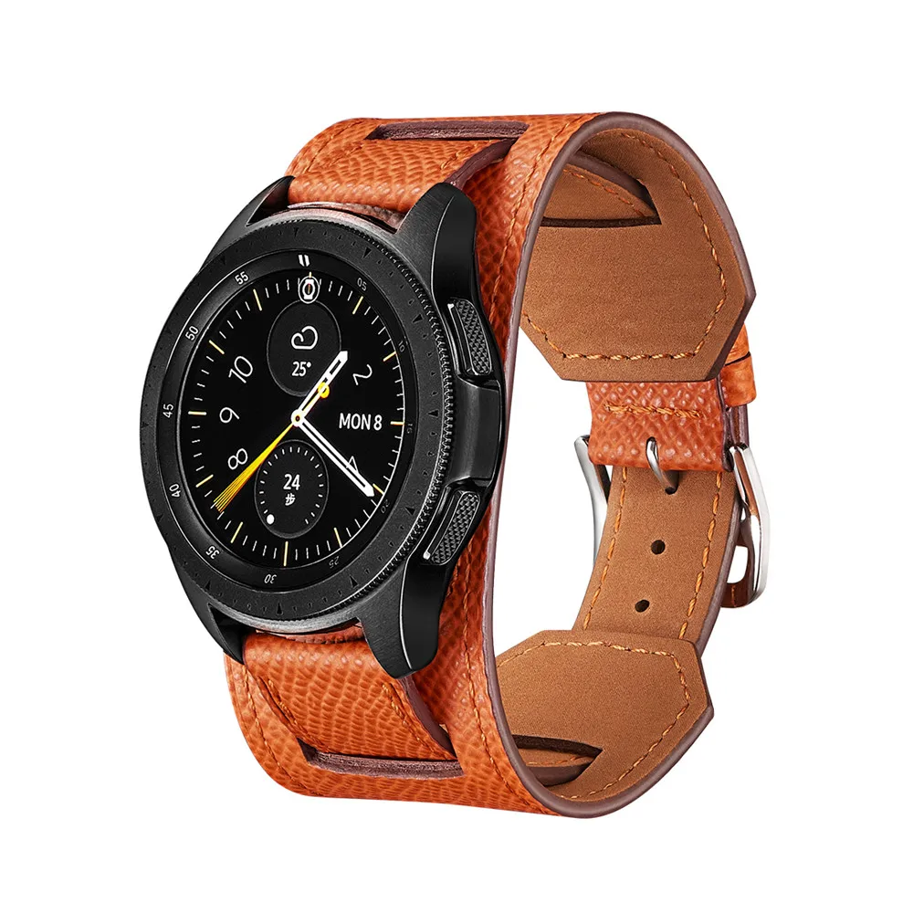 Крест зерна натуральная кожа ремешок для samsung gear S2/Galaxy Watch 42 мм/Active 2 40 мм 44 мм универсальный браслет 20 мм ремешок