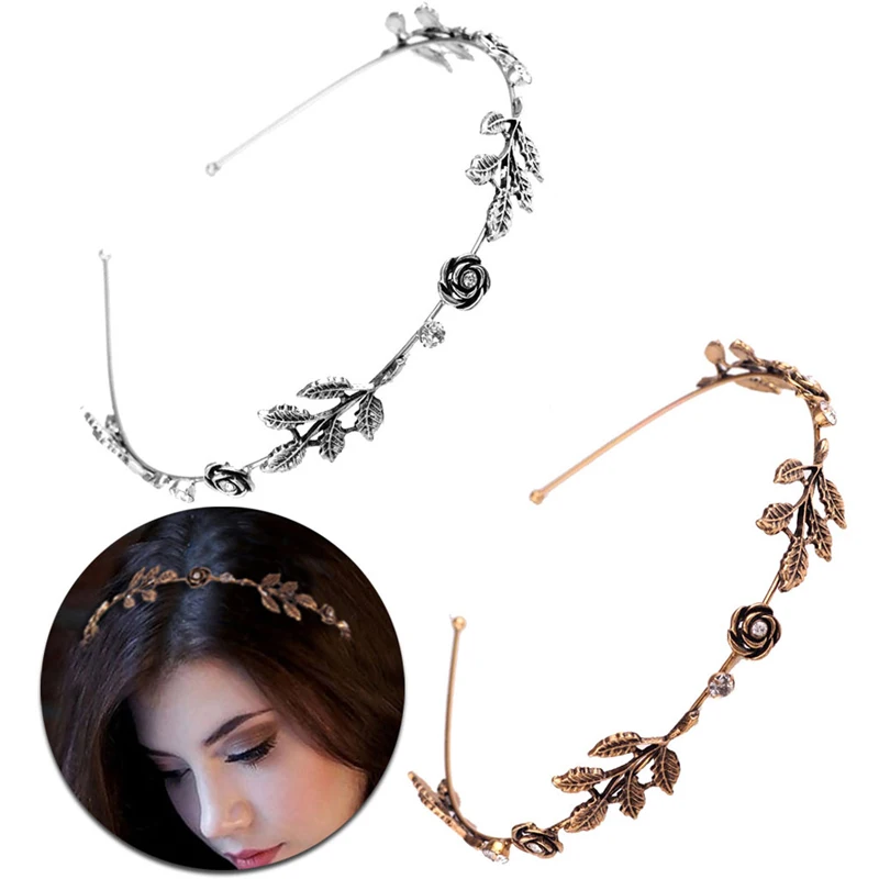 

Fashion Women Leaf Rhinestone Head Chain Jewelry Headband Head Piece Hair Band