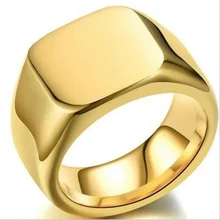 

Domineering Plated with Gold Men's Rings Business Type Smooth Square Solid Wedding Ring Jewelry Rings for Men Party Silver Rings
