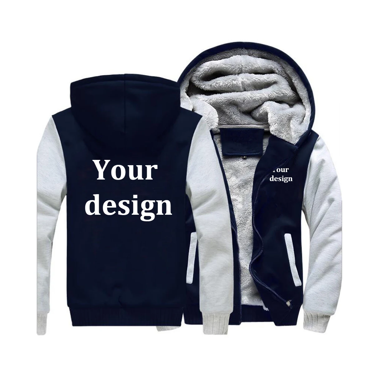 Customize Your Thick Zipper Jackets - Цвет: Gray Dark Blue