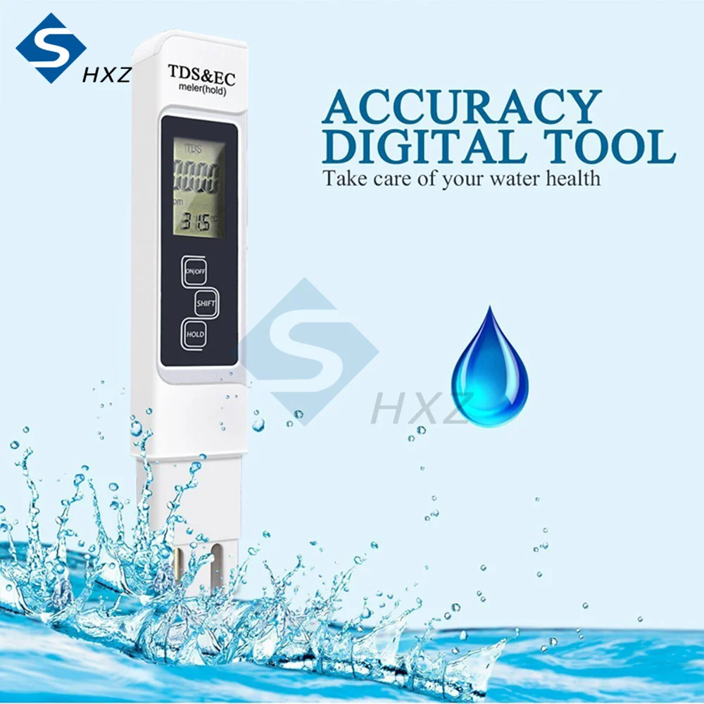 Тестер качества воды цифровой инструмент TDS и EC температурный 0-9990 ppm тестер