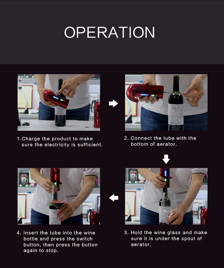 SUNWAY Electronic Christmas Gift 2020 Bar Accessories Amazon Top Sell Aerator Wine Pump Red Wine Aerator Pourer Automatic