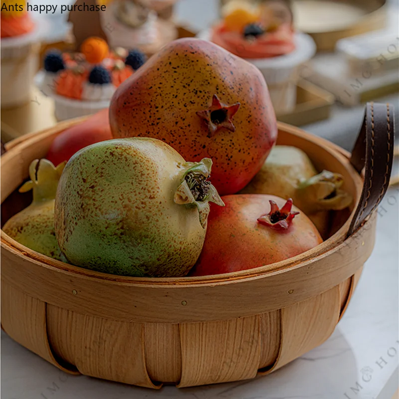 Simulation Fruit Artificial Pomegranate Green Red Fake Pomegranate Model Artificial Fruits Photography Props Decoration Crafts artificial fruits and vegetables