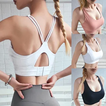 

Women No Steel Ring Cross Extra-Elastic Breathable Sports Fitness Quick Dry Bar Hollow Out Simpel Bras 2020 FJSL