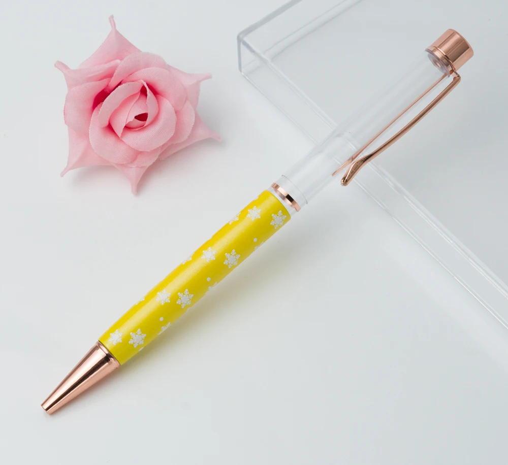 4 Yellow DIY снежинка шаблон зажим металл медь пустая трубка шариковая ручка - Цвет: 4 Yellow