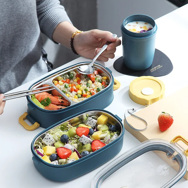 Stainless Steel Insulated Lunch Box Student School Multi-Layer Lunch Box Tableware Bento Food Container Storage Breakfast Boxes 3