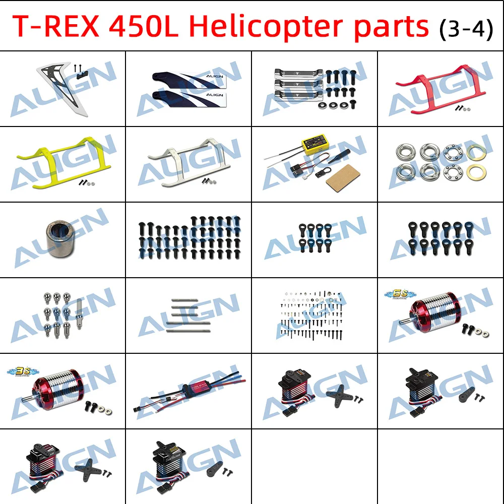 Align T-rex 450L parts Tail Blade Landing Skid MiniGRS Flybarless System Motor ESC Servo For 450 450L RC Helicopter image_0