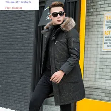 Зимняя куртка, Мужская парка, пальто с мехом, мужская куртка с воротником из натурального меха енота, Роскошные куртки-пуховики, мужские парки YP17179 YY313