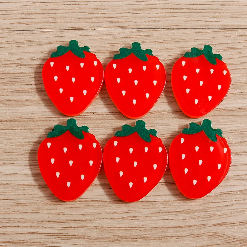 

10pcs Cute Resin Fruit Strawberry Cabochons Flatback Scrapbook Crafts for Jewelry Making DIY Handmade Hairpin Brooch Accessories