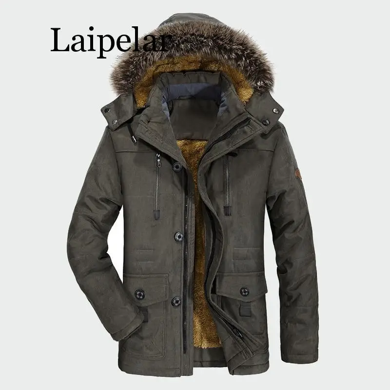 

Laipelar Winter Coats New Jacket Men Plus Velvet Thickening Warm Windproof Jackets Men's Casual Hooded Coat Mens Brand Clothing
