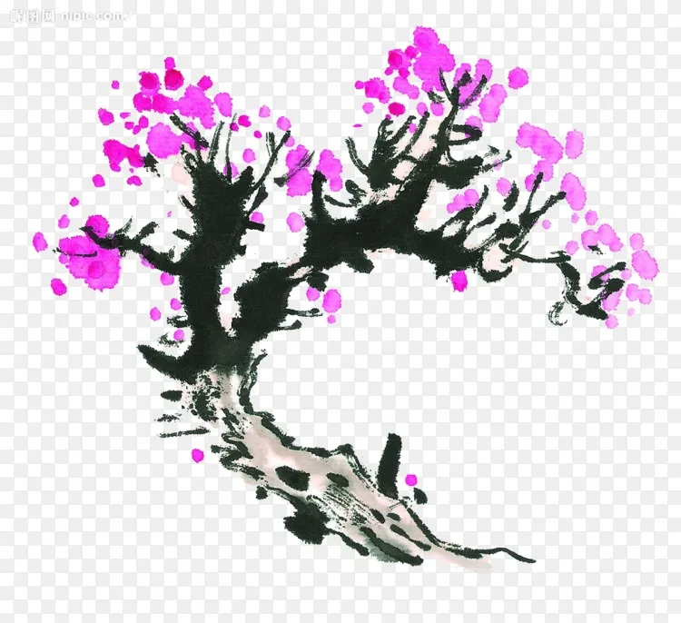 水彩画画水墨画梅花水彩画png图片素材免费下载 图片编号 Png素材网