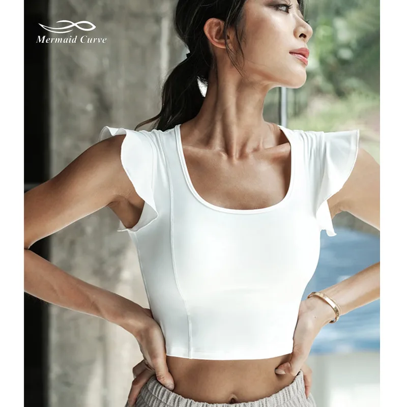 Женская быстросохнущая Спортивная футболка с коротким рукавом и в форме | Рубашки для йоги -32751482557