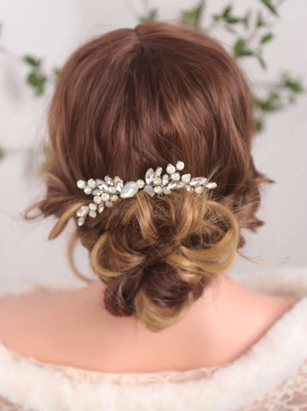 Bride Hat Hair comb Rhinestones A pair of Hair Jewelry Silver Bridesmaid gift clip for women